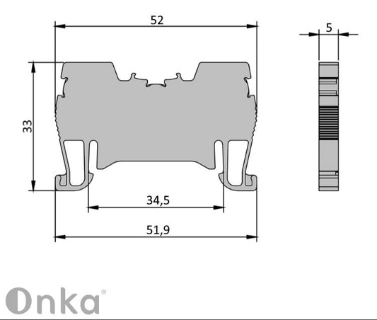 ONKA 1,5 mm2 konektor na pružinovú lištu svorkovnica na DIN lištu 2-vodičová modrá, 1020005