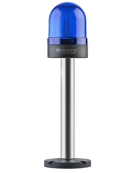 Flashing ø70 NUT.CONN.SIGNAL BEACON S BUZZ., 40-250V AC/DC., BLUE WITH 20CM EXT.TUBE