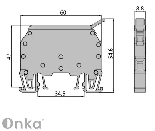 ONKA 6mm2 skrutkovacia poistková svorkovnica (poistka nie je súčasťou dodávky) sivá, 1010241