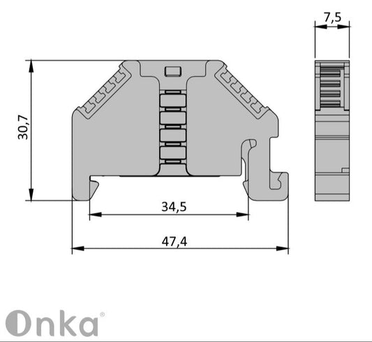 ONKA Plug, end holder, universal holder (for spring and screw terminal block), 1060002