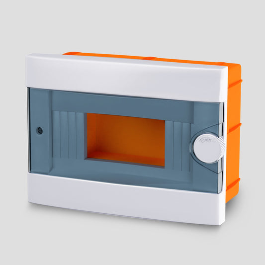 ARS Modular Distribution Board 9 MOD (9 fuses), flush-mounted plastic distribution cabinet, transparent doors IP40, 341215