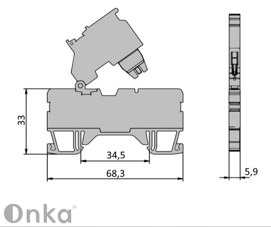 ONKA 2,5 mm2 skrutkovacia poistková svorkovnica (poistka nie je súčasťou dodávky) sivá, 1020223