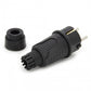 Black rubber plug IP54, 250V 16a for cable, Uni-Schuko (double grounding), 2P+E, REF, Bylion