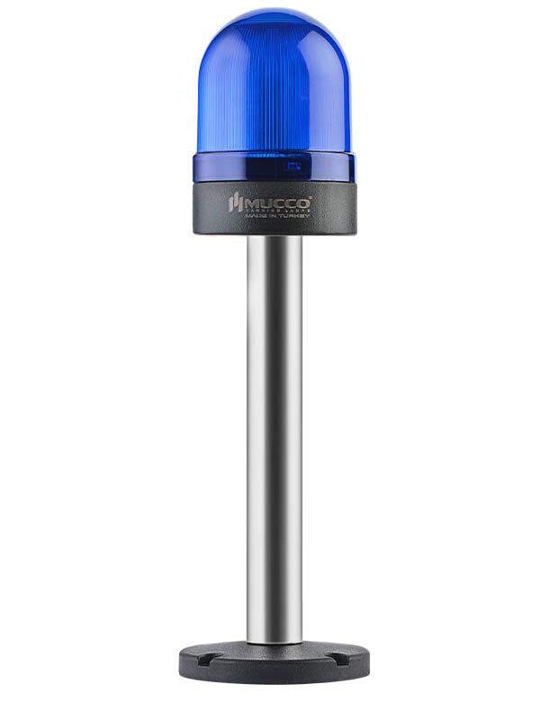 Flashing ø70 NUT.CONN.SIGNAL BEACON S BUZZ., 40-250V AC/DC., BLUE WITH 20CM EXT.TUBE
