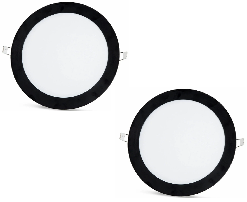 2 pcs - SLIM LED panel black frame cool white /6500K 18W / 1620Lm round recessed circular (power supply included) 6500K YL10-1800-S