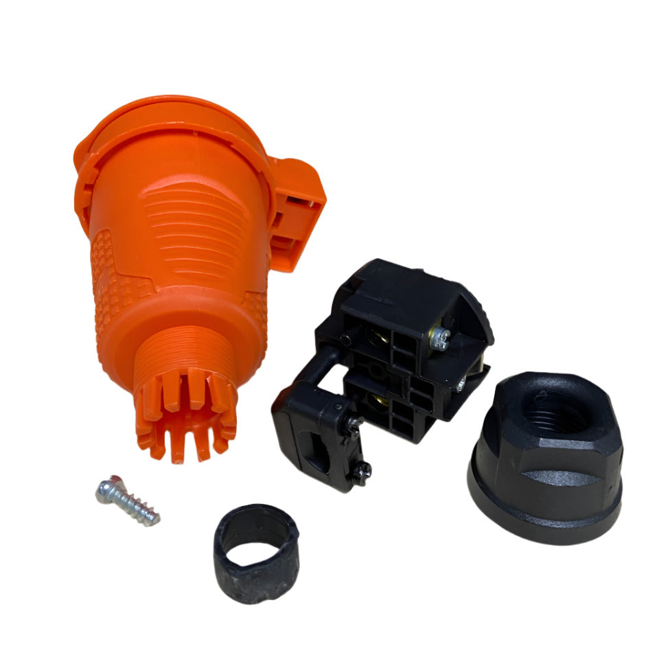 Orange hermetic rubber socket IP54 with flap 2P+Z 16A 250V SCHUKO RDP-O-F Bylion