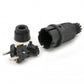 Black rubber plug IP54, 250V 16a for cable, Uni-Schuko (double grounding), 2P+E, REF, Bylion