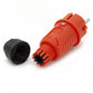 Orange rubber plug IP54, for cable, double grounding, 2P+Z, REF-O, 16 A 250 V, manufacturer Bylion