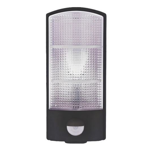 Black wall LED light 12W white with PIR motion sensor