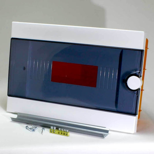 ARS Modular Distribution Board 9 MOD (9 fuses), flush-mounted plastic distribution cabinet, transparent doors IP40, 341215