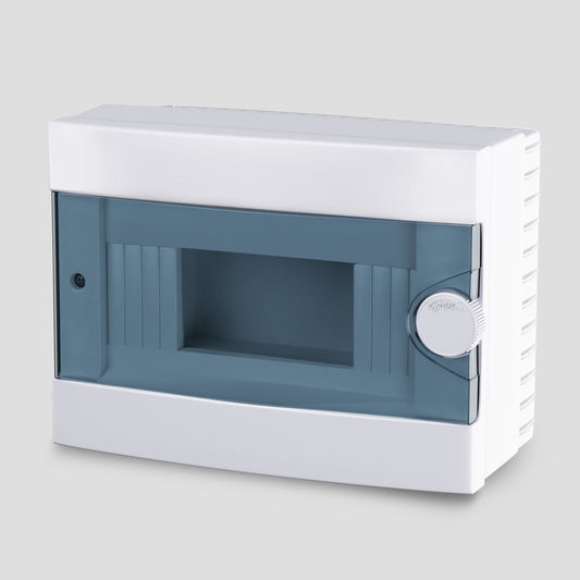 ARS Modular Distribution Board 9 MOD (9 fuses), surface-mounted distribution cabinet, plastic, transparent doors IP40, 341214