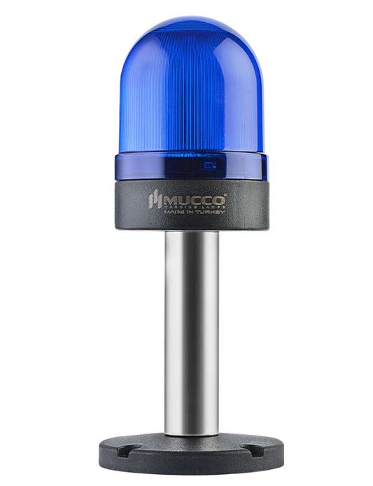 Flashing ø70 NUT.CONN.SIGNAL BEACON S BUZZ., 40-250V AC/DC., BLUE WITH 10CM EXT.TUBE
