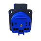 Hermetic socket 2P+E, 230/220 V, with grounding, IP44, with flap, blue, 250 V French