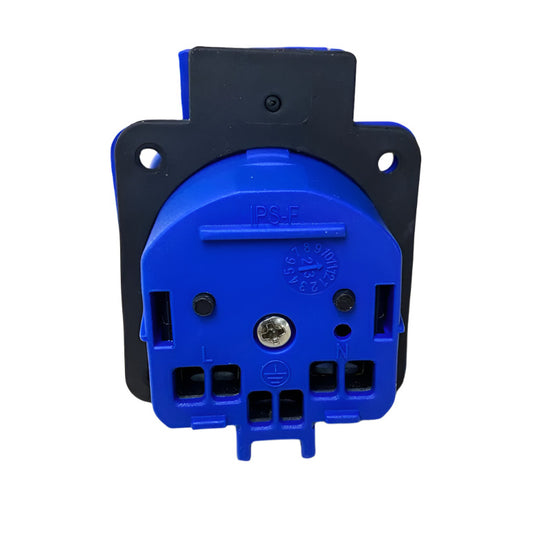 Hermetic socket 2P+E, 230/220 V, with grounding, IP44, with flap, blue, 250 V French