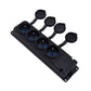 4x rubber socket "rubber" black with hermetic cover IP44, 250V, 16A, 2P+Z, French type E, 4KMP-E, Bylion