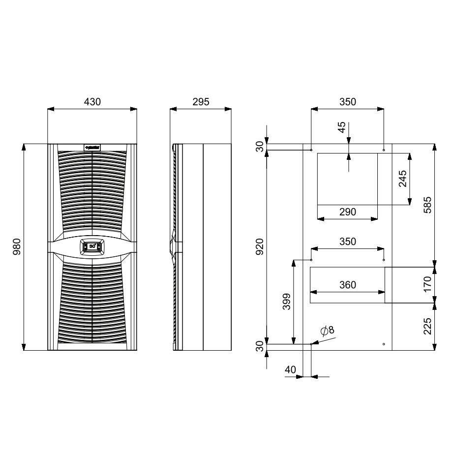 Air conditioning for switchboards / Cooler 2500W, PAD2550.01, Plastim