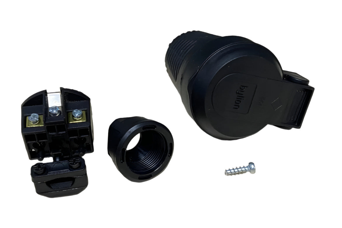 Hermetic black rubber socket IP54 with flap 2P+Z 16A 250V SCHUKO RDP-F Bylion