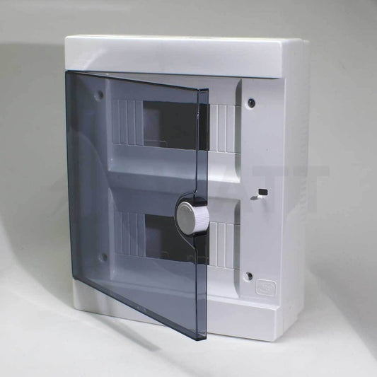 ARS Modular Distribution Board 16 MOD (16 fuses), surface-mounted distribution cabinet, plastic, transparent doors IP40, 341205