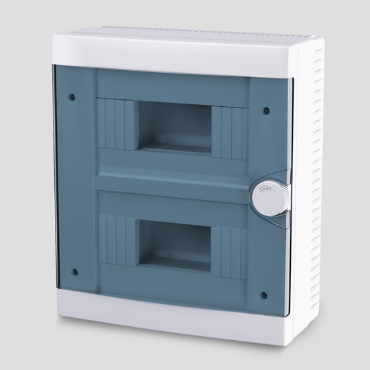 ARS Modular Distribution Board 16 MOD (16 fuses), surface-mounted distribution cabinet, plastic, transparent doors IP40, 341205