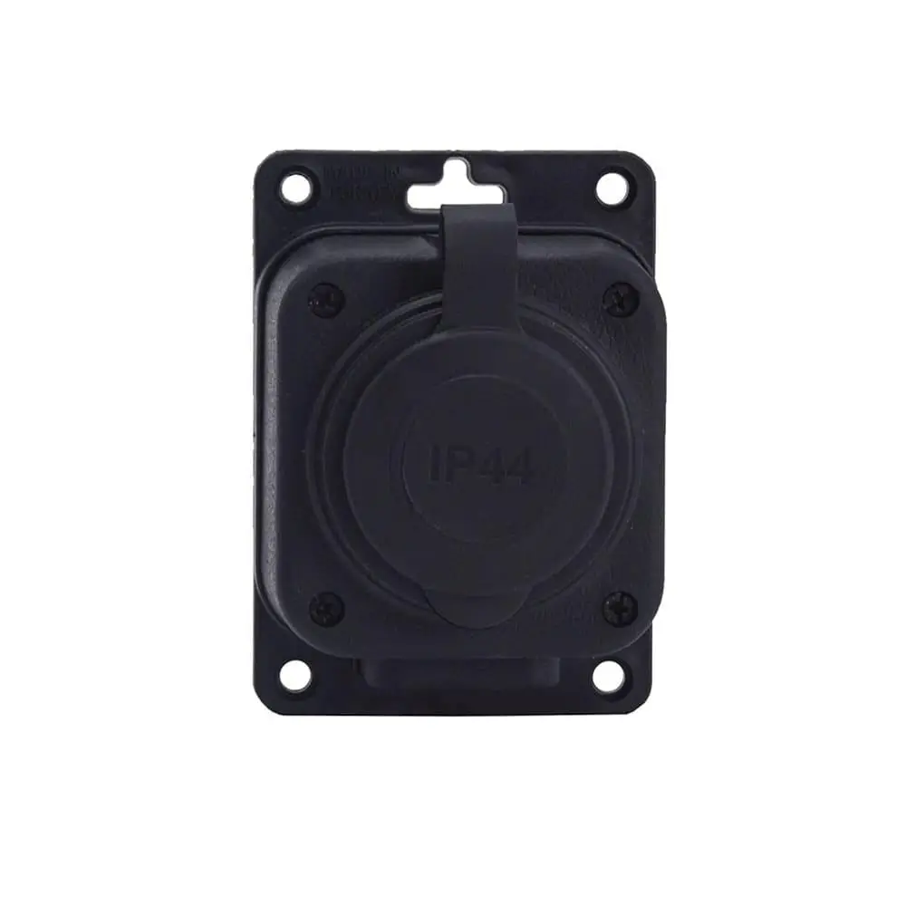 Black "rubber" surface socket 250V, 16A, IP44, SCHUKO 2P+Z, 1KMP-F, Bylion
