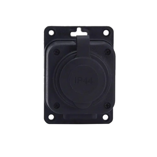 Black "rubber" surface socket 250V, 16A, IP44, SCHUKO 2P+Z, 1KMP-F, Bylion