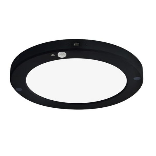 Slim black frame LED 20W thin ceiling light plafoniera with PIR motion sensor circular cool white / 6500K YL14-1810-S