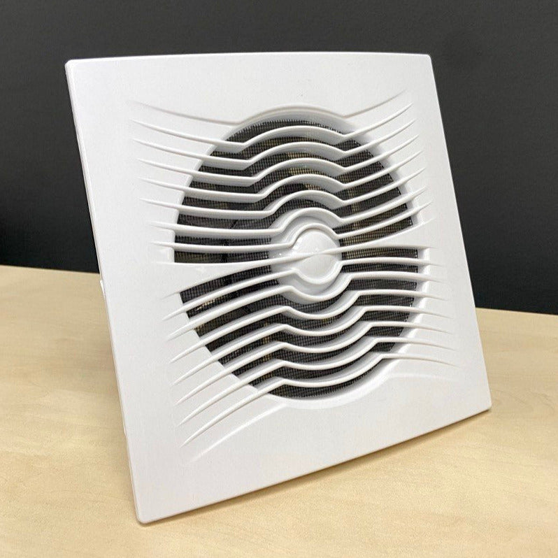 ARS- bÍlý nástěnný axiální koupelnový / WC ventilátor bílý s mřížkou tichý 100mm,  90 m3/h, 340041