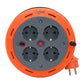 Extension cable with compact cassette, 5 m cable with 4 sockets IP20 + thermal fuse + child protection, 3x1 mm2, SCHUKO type grounding, PHE-05310-F