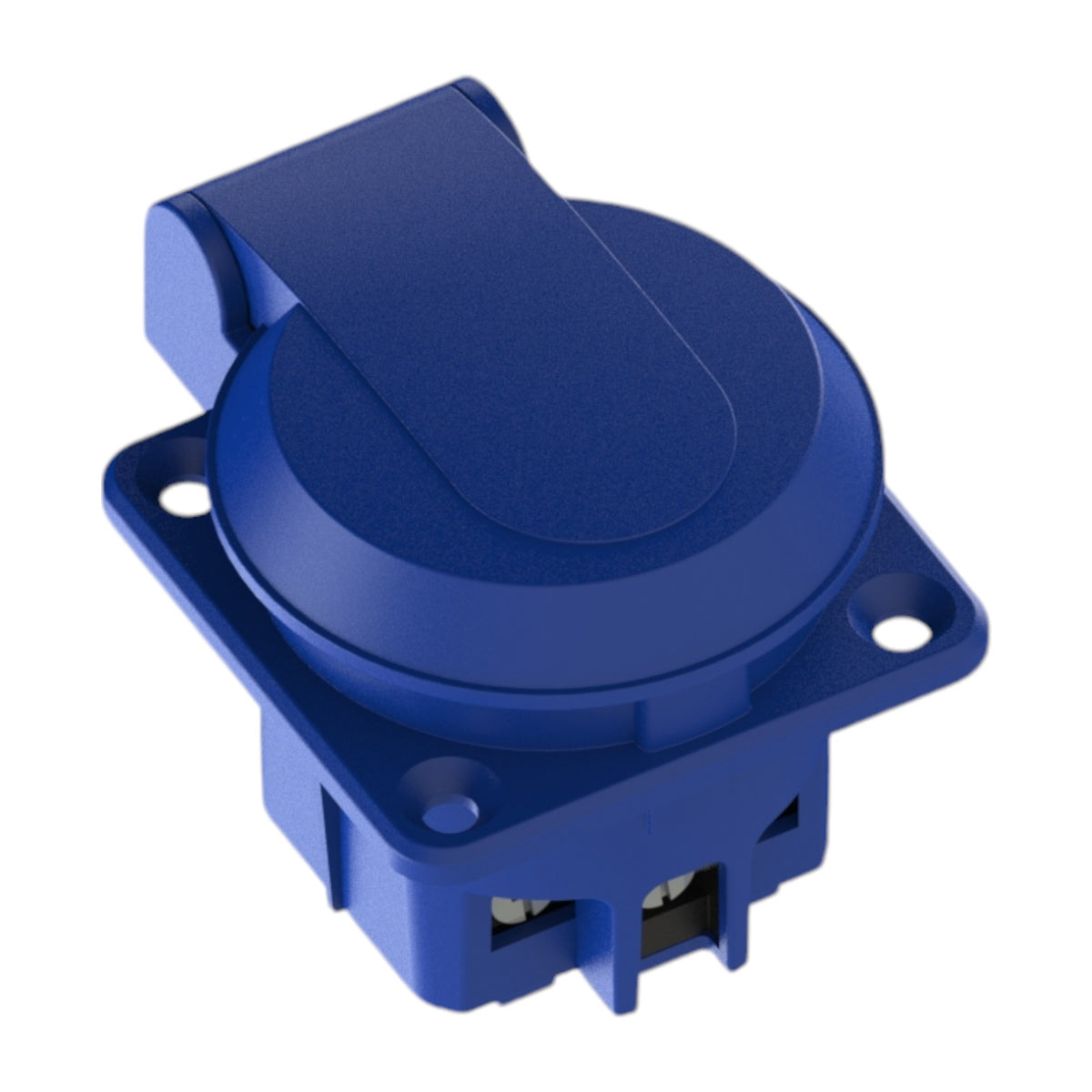 Hermetic socket 2P+E, 230/220 V, with grounding, IP44, with flap, blue, 250 V French