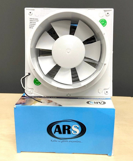 ARS - bÍlý nástěnný axiální koupelnový / WC ventilátor bílý s mřížkou tichý 150mm, 280 m3/h, 340043